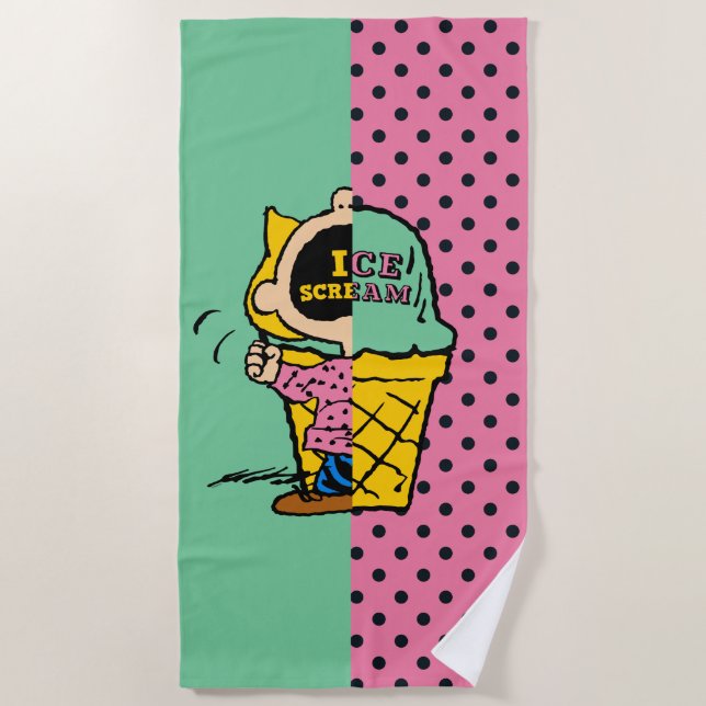 Peanuts | Sally Ice Cream Half & Half Beach Towel (Front)