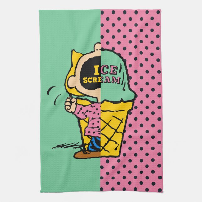 Peanuts | Sally Ice Cream Half & Half Kitchen Towel (Vertical)