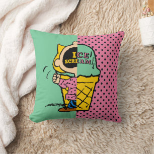 Peanuts   Sally Ice Cream Half & Half Throw Pillow