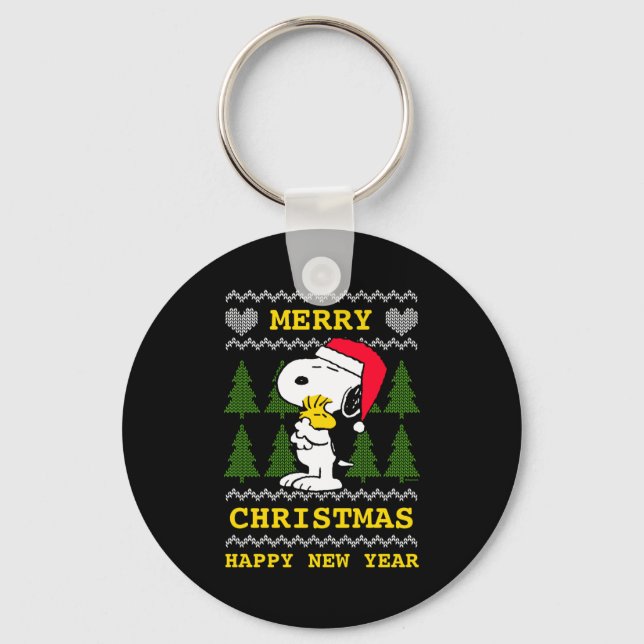 Peanuts Santa Claus Hug  Keychain (Front)
