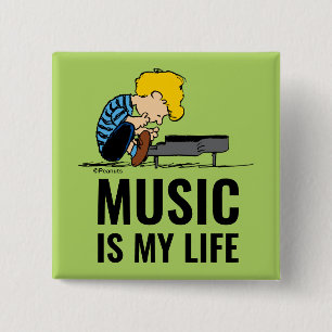 Peanuts   Schroeder 2 Inch Square Button