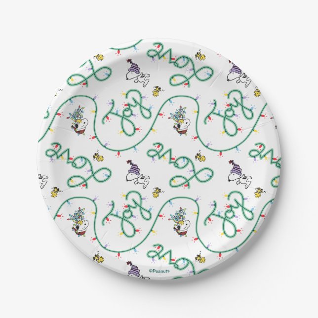 Peanuts | Shiny and Bright Christmas Love Pattern Paper Plate (Front)