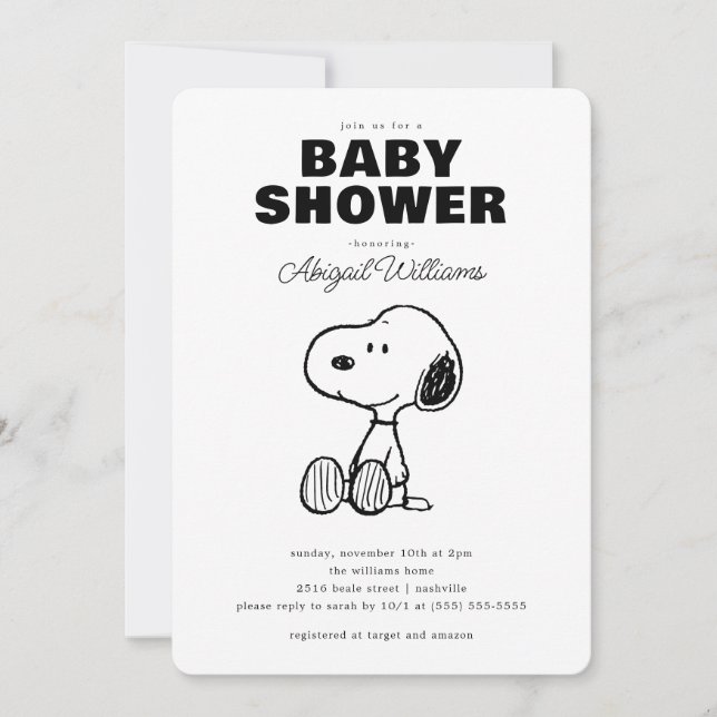Peanuts | simple Snoopy Baby Shower Invitation (Front)