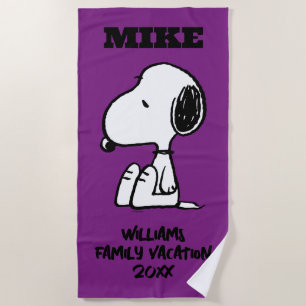 Peanuts   Sitting Snoopy Family Vacation Beach Towel