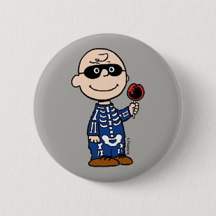 Peanuts   Skeleton Charlie Brown 2 Inch Round Button