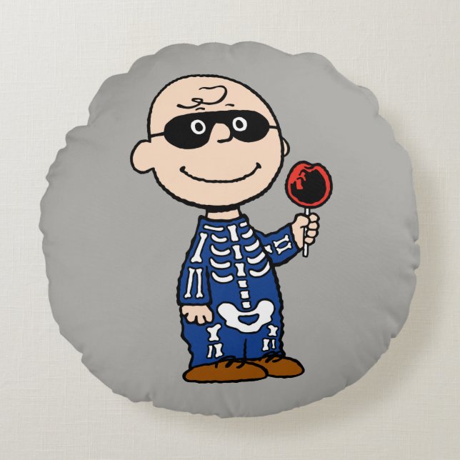 Peanuts | Skeleton Charlie Brown Round Pillow (Front)
