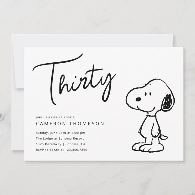 Peanuts Snoopy - 30th Birthday Invitation (Front)