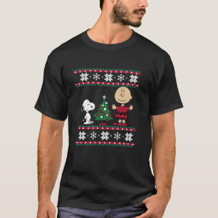 Peanuts Snoopy and Charlie Christmas tree  T-Shirt
