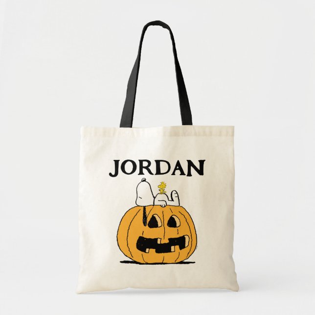Peanuts | Snoopy and Woodstock Jack-O-Lantern Tote Bag (Front)