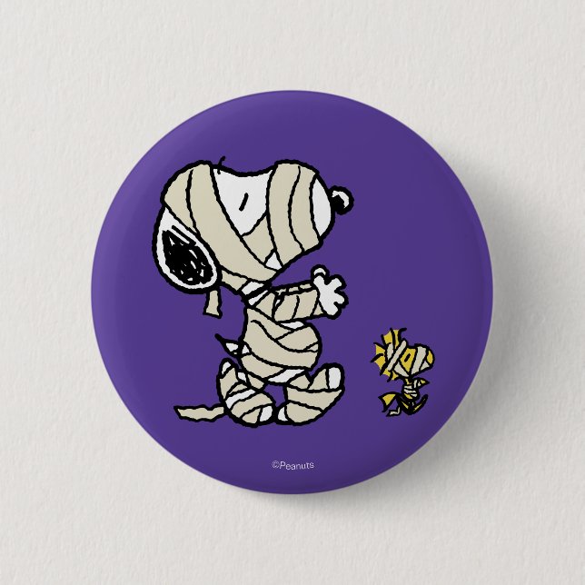 Peanuts | Snoopy and Woodstock Mummies 2 Inch Round Button (Front)