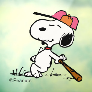 Peanuts Snoopy at Bat Window Cling