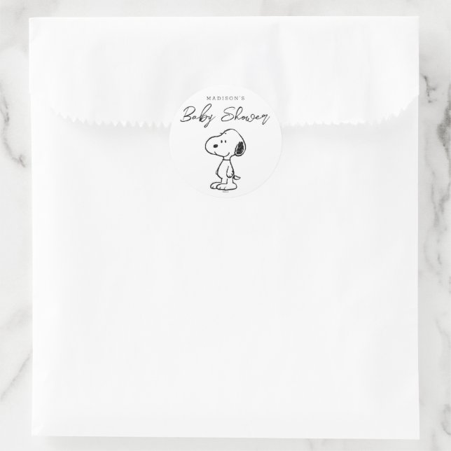 Peanuts Snoopy | Baby Shower Classic Round Sticker (Bag)