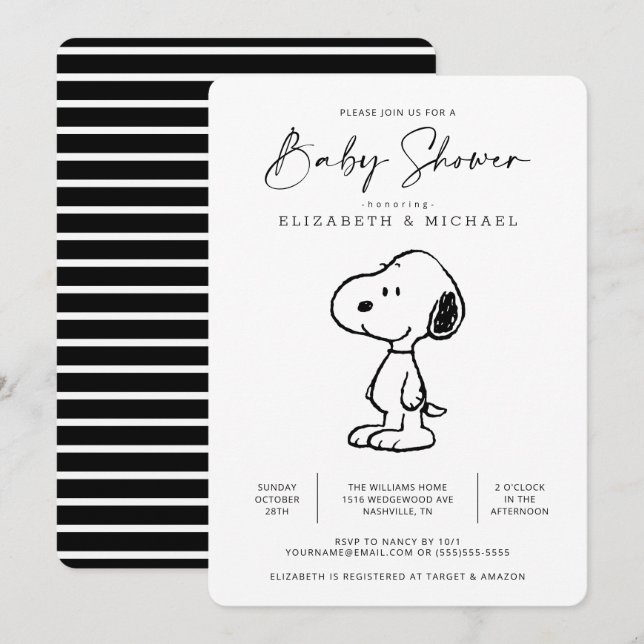 Peanuts Snoopy - Baby Shower Invitation (Front/Back)