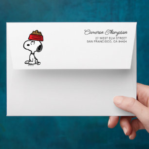 Peanuts   Snoopy Balancing His Dog Dish Envelope