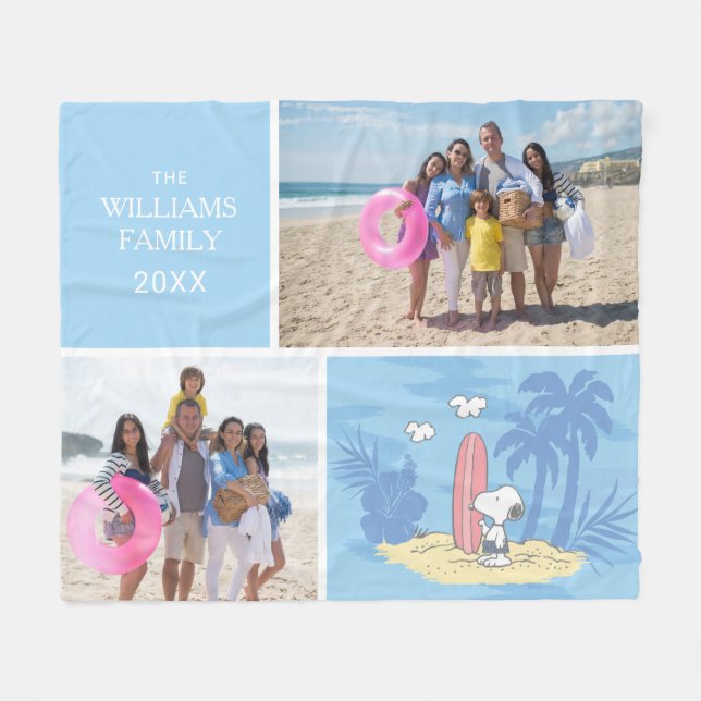 Peanuts | Snoopy Beach | Add Your Name & Photos Fleece Blanket (Front (Horizontal))