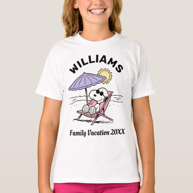 Peanuts | Snoopy Beach Family Vacation T-Shirt (Front)