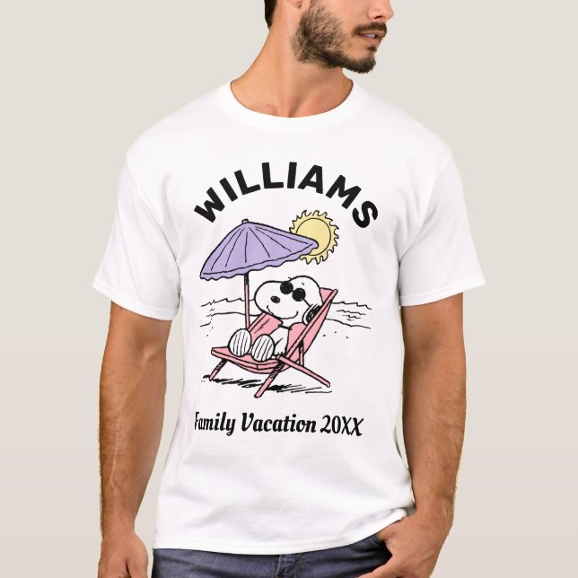 Peanuts | Snoopy Beach Family Vacation T-Shirt (Front)