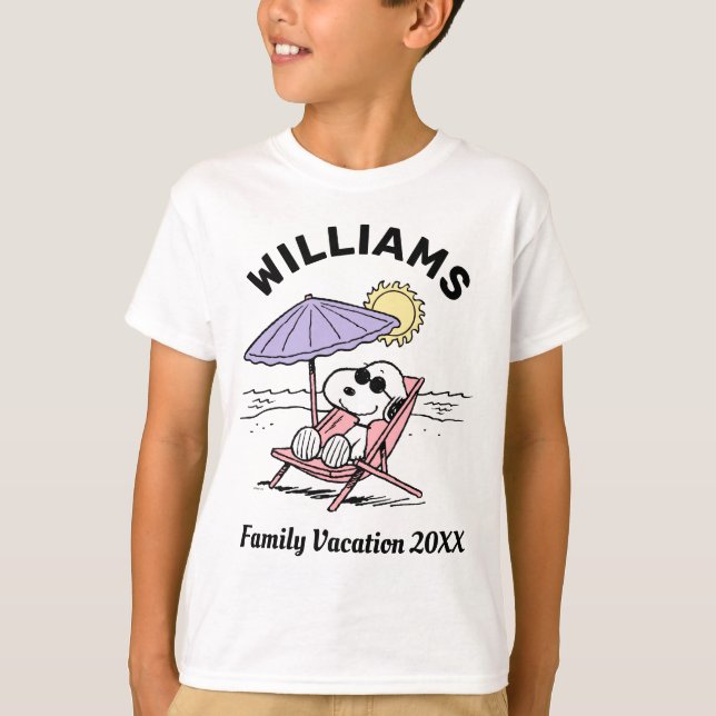 Peanuts | Snoopy Beach Family Vacation T-Shirt (Front)