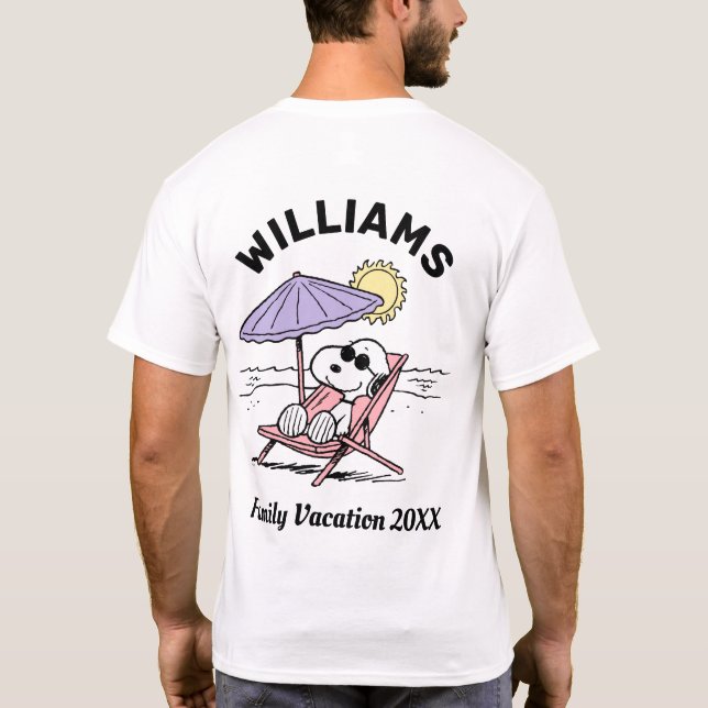 Peanuts | Snoopy Beach Family Vacation T-Shirt (Back)