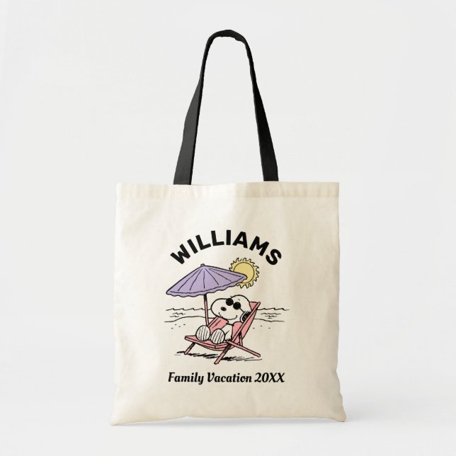 Peanuts | Snoopy Beach Family Vacation Tote Bag (Front)