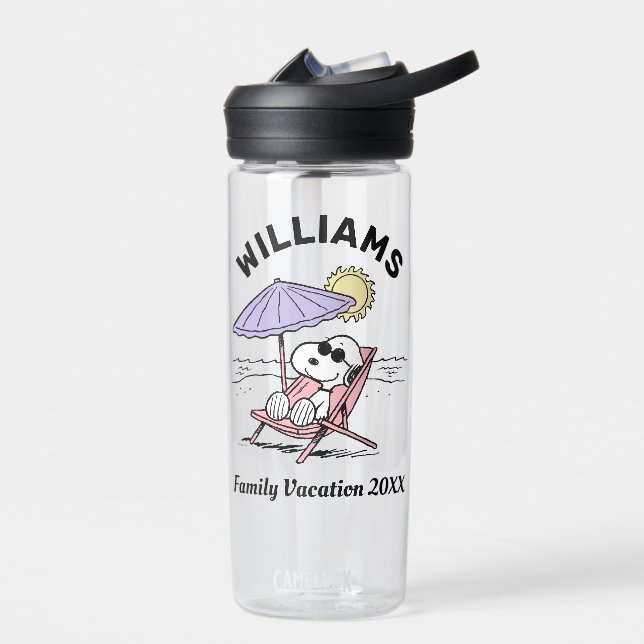 Peanuts | Snoopy Beach Family Vacation Water Bottle (Left)