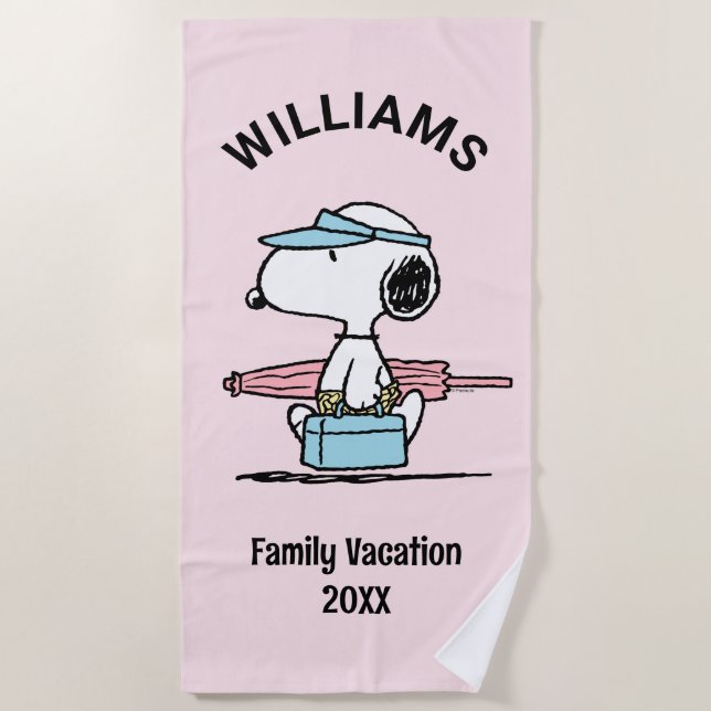 Peanuts | Snoopy Beach Walk Family Vacation Beach Towel (Front)