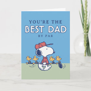 Peanuts Snoopy Best Dad By Par Golf Custom Photo Card