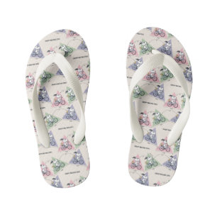 Peanuts Snoopy Bike Ride Stats Kid's Flip Flops