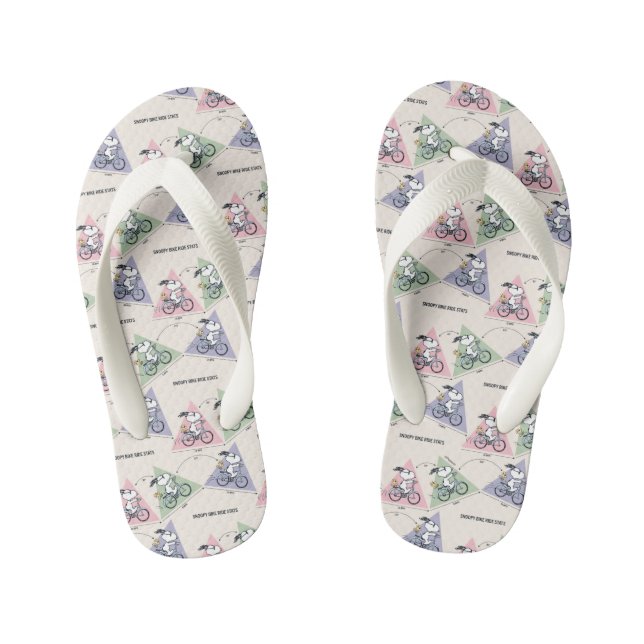 Peanuts | Snoopy Bike Ride Stats Kid's Flip Flops (Footbed)