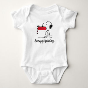 Peanuts   Snoopy Candy Cane Food Dish Baby Bodysuit