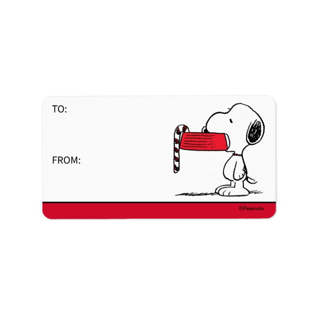 Peanuts | Snoopy Candy Cane Food Dish Gift Tag (Front)