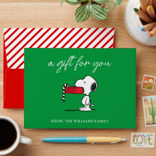 Peanuts   Snoopy Candy Cane Food Dish Holiday Gift Envelope
