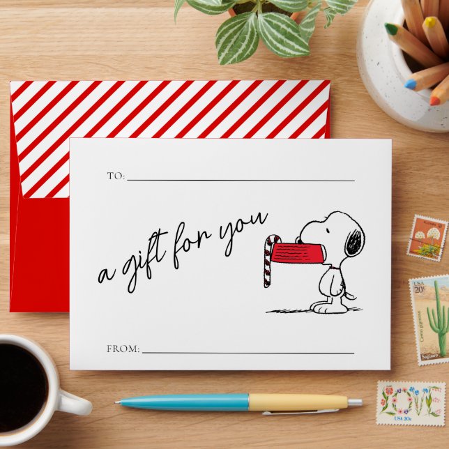 Peanuts | Snoopy Candy Cane Food Dish Holiday Gift Envelope (Desk)