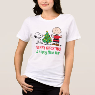 Peanuts Snoopy & Charlie Brown Christmas Tree Tri-Blend Shirt