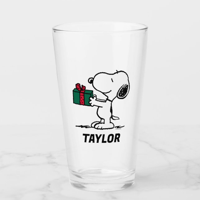 Peanuts | Snoopy Christmas | Add Your Name Glass (Front)