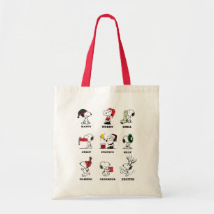 Peanuts   Snoopy Christmas Holiday Moods Tote Bag