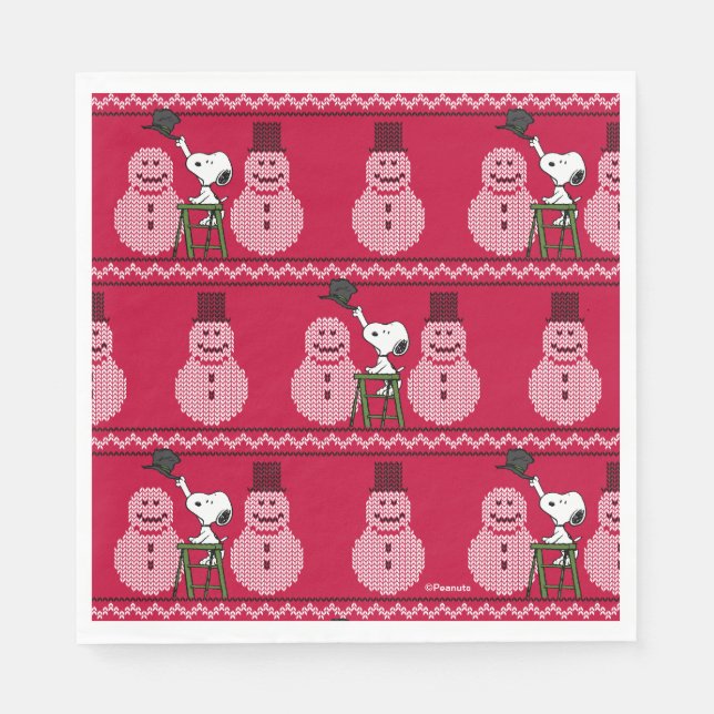 Peanuts | Snoopy Christmas Sweater Snowman Napkin (Front)
