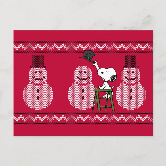 Peanuts | Snoopy Christmas Sweater Snowman Postcard (Front)