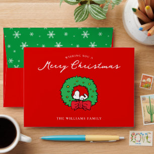Peanuts   Snoopy Christmas Wreath Gift Envelope