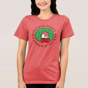 Peanuts Snoopy Christmas Wreath Tri-Blend Shirt