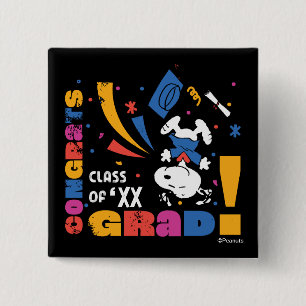 Peanuts Snoopy Congrats Grad Graduation Confetti 2 Inch Square Button