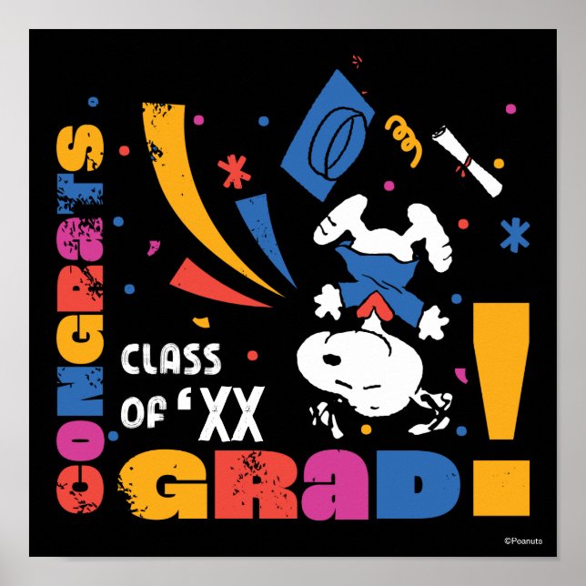 Peanuts Snoopy Congrats Grad Graduation Confetti Poster (Front)