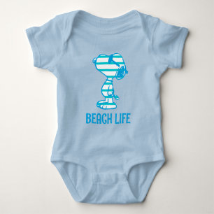 Peanuts   Snoopy Cyan Stripes Sunglasses Baby Bodysuit