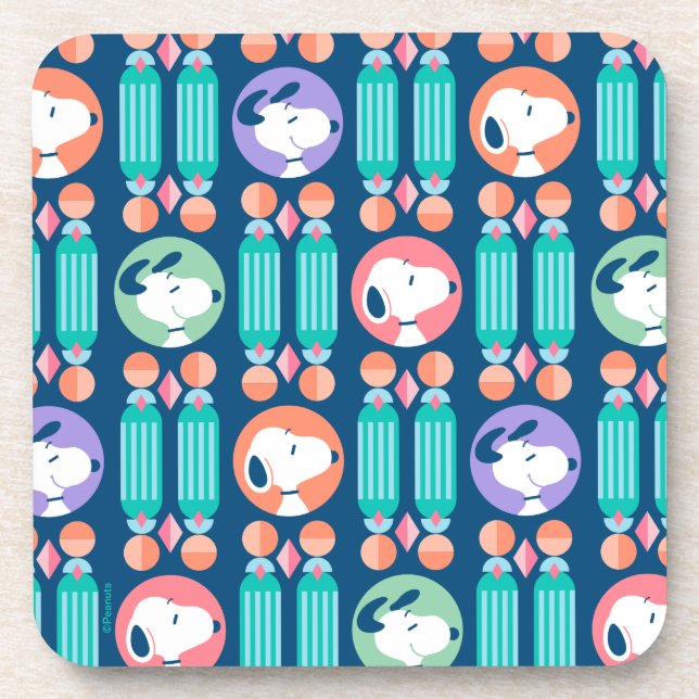 Peanuts | Snoopy Dark Blue Deco Dreams Pattern Coaster (Front)
