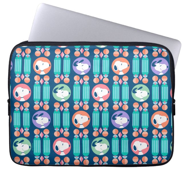 Peanuts | Snoopy Dark Blue Deco Dreams Pattern Laptop Sleeve (Front)