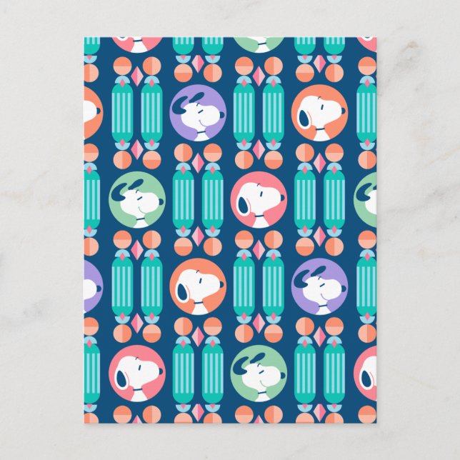 Peanuts | Snoopy Dark Blue Deco Dreams Pattern Postcard (Front)
