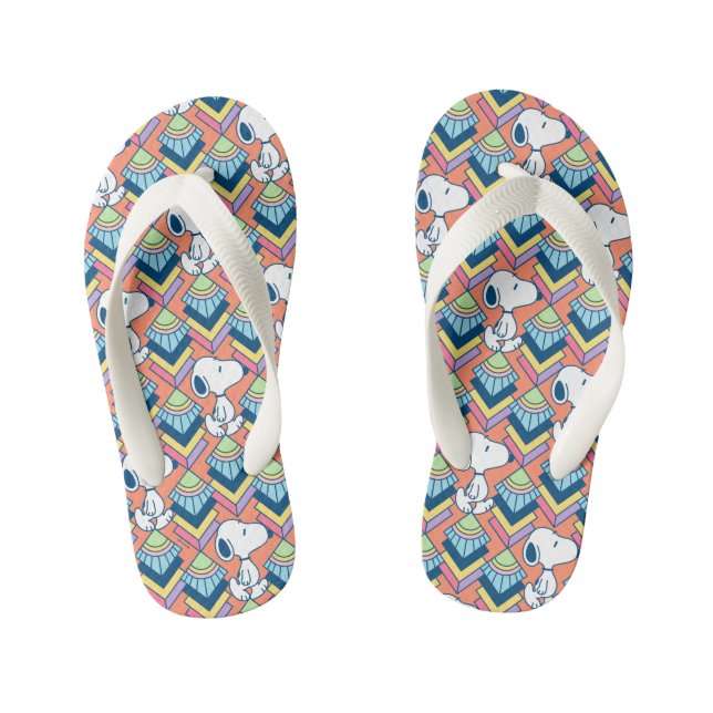 Peanuts | Snoopy Deco Dreams Pattern Kid's Flip Flops (Footbed)