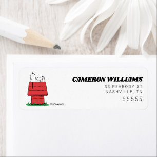 Peanuts Snoopy Dog House Birthday Label