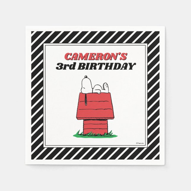 Peanuts Snoopy Dog House Birthday Napkins (Front)