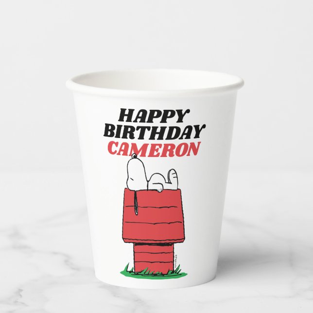 Peanuts Snoopy Dog House Birthday Paper Cups (Front)